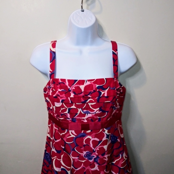 Vintage Lilly Pulitzer Rose Red, Pink & Purple Pleated Bodice Floral Sundress - Picture 2 of 11